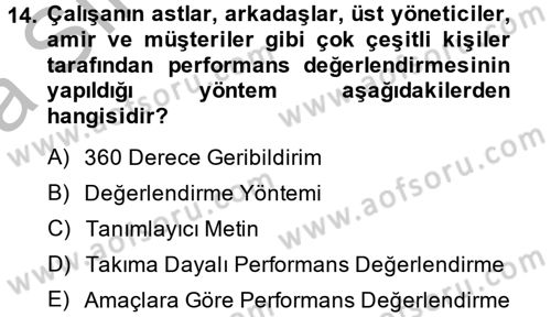 Çalışma Psikolojisi Dersi 2014 - 2015 Yılı (Vize) Ara Sınav Soruları 14. Soru