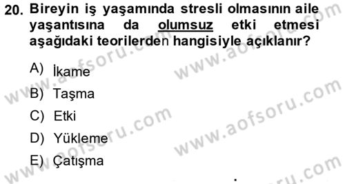 Çalışma Psikolojisi Dersi 2014 - 2015 Yılı (Vize) Ara Sınav Soruları 20. Soru