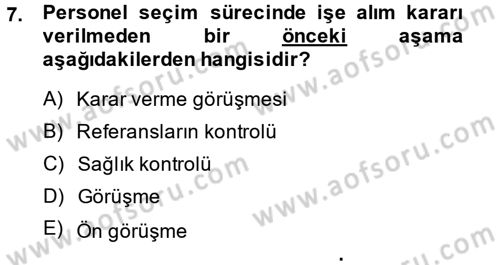 Çalışma Psikolojisi Dersi 2014 - 2015 Yılı (Vize) Ara Sınav Soruları 7. Soru