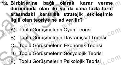 Çalışma Psikolojisi Dersi 2014 - 2015 Yılı (Final) Dönem Sonu Sınav Soruları 13. Soru