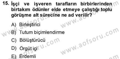 Çalışma Psikolojisi Dersi 2014 - 2015 Yılı (Final) Dönem Sonu Sınav Soruları 15. Soru