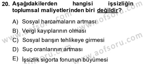 Çalışma Psikolojisi Dersi 2014 - 2015 Yılı (Final) Dönem Sonu Sınav Soruları 20. Soru