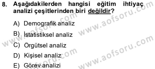 Çalışma Psikolojisi Dersi 2014 - 2015 Yılı (Final) Dönem Sonu Sınav Soruları 8. Soru