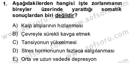 Çalışma Psikolojisi Dersi 2014 - 2015 Yılı Tek Ders Sınav Soruları 1. Soru