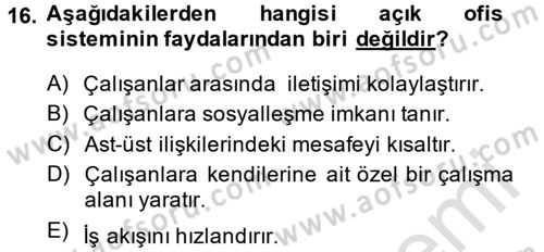Çalışma Psikolojisi Dersi 2014 - 2015 Yılı Tek Ders Sınav Soruları 16. Soru