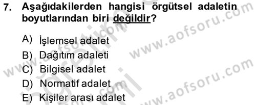 Çalışma Psikolojisi Dersi 2014 - 2015 Yılı Tek Ders Sınav Soruları 7. Soru