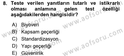 Çalışma Psikolojisi Dersi 2015 - 2016 Yılı (Vize) Ara Sınav Soruları 8. Soru