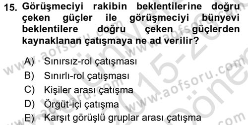 Çalışma Psikolojisi Dersi 2015 - 2016 Yılı (Final) Dönem Sonu Sınav Soruları 15. Soru