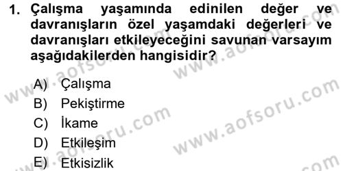 Çalışma Psikolojisi Dersi 2015 - 2016 Yılı Tek Ders Sınav Soruları 1. Soru