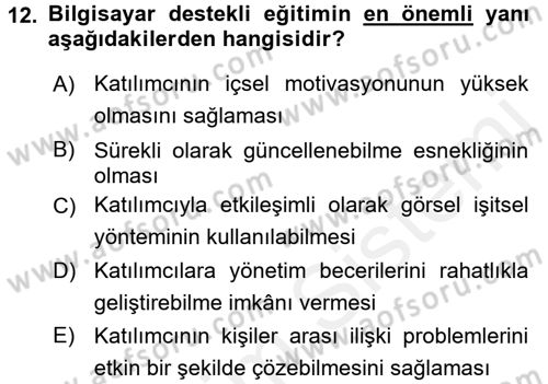 Çalışma Psikolojisi Dersi 2015 - 2016 Yılı Tek Ders Sınav Soruları 12. Soru
