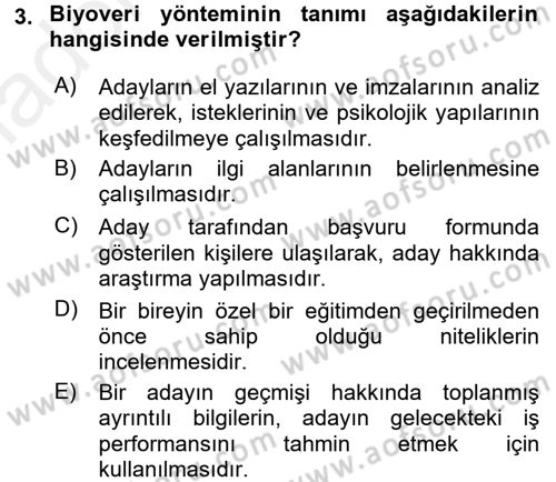 Çalışma Psikolojisi Dersi 2015 - 2016 Yılı Tek Ders Sınav Soruları 3. Soru