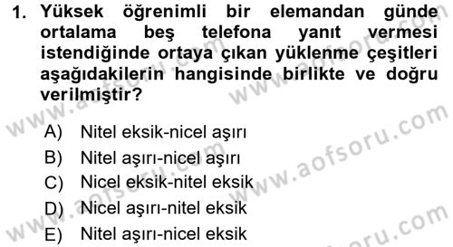 Çalışma Psikolojisi Dersi 2016 - 2017 Yılı (Vize) Ara Sınav Soruları 1. Soru