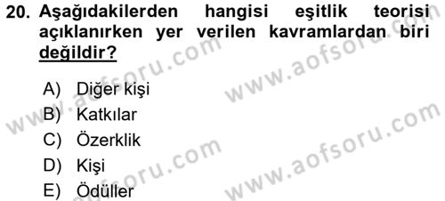 Çalışma Psikolojisi Dersi 2016 - 2017 Yılı (Vize) Ara Sınav Soruları 20. Soru