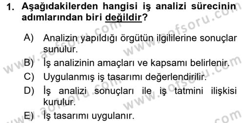 Çalışma Psikolojisi Dersi 2016 - 2017 Yılı (Final) Dönem Sonu Sınav Soruları 1. Soru