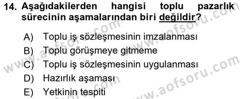 Çalışma Psikolojisi Dersi 2016 - 2017 Yılı (Final) Dönem Sonu Sınav Soruları 14. Soru