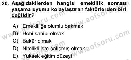 Çalışma Psikolojisi Dersi 2016 - 2017 Yılı (Final) Dönem Sonu Sınav Soruları 20. Soru