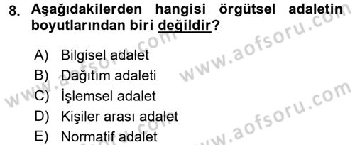 Çalışma Psikolojisi Dersi 2017 - 2018 Yılı 3 Ders Sınav Soruları 8. Soru