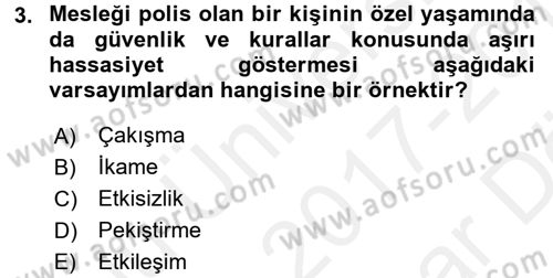 Çalışma Psikolojisi Dersi 2017 - 2018 Yılı (Vize) Ara Sınav Soruları 3. Soru
