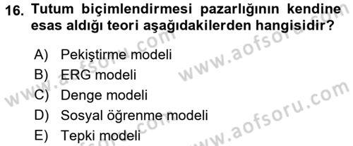 Çalışma Psikolojisi Dersi 2017 - 2018 Yılı (Final) Dönem Sonu Sınav Soruları 16. Soru