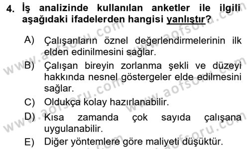 Çalışma Psikolojisi Dersi 2017 - 2018 Yılı (Final) Dönem Sonu Sınav Soruları 4. Soru
