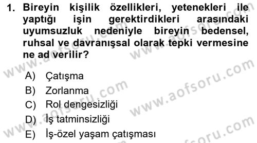 Çalışma Psikolojisi Dersi 2018 - 2019 Yılı (Vize) Ara Sınav Soruları 1. Soru