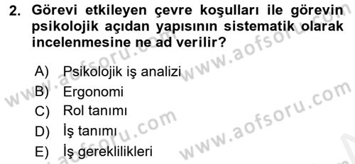 Çalışma Psikolojisi Dersi 2018 - 2019 Yılı (Vize) Ara Sınav Soruları 2. Soru