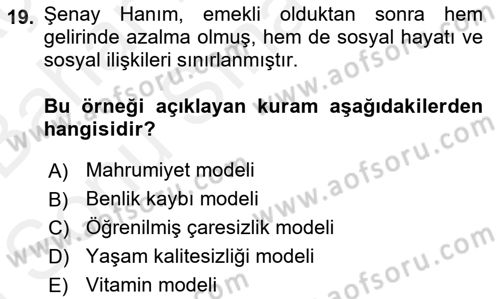 Çalışma Psikolojisi Dersi 2018 - 2019 Yılı (Final) Dönem Sonu Sınav Soruları 19. Soru