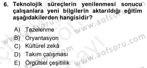 Çalışma Psikolojisi Dersi 2018 - 2019 Yılı (Final) Dönem Sonu Sınav Soruları 6. Soru