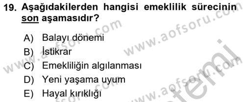 Çalışma Psikolojisi Dersi 2018 - 2019 Yılı Yaz Okulu Sınav Soruları 19. Soru