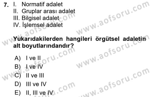 Çalışma Psikolojisi Dersi 2020 - 2021 Yılı Yaz Okulu Sınav Soruları 7. Soru