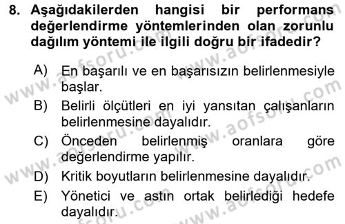 Çalışma Psikolojisi Dersi 2020 - 2021 Yılı Yaz Okulu Sınav Soruları 8. Soru
