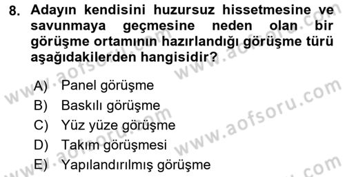 Çalışma Psikolojisi Dersi 2021 - 2022 Yılı (Vize) Ara Sınav Soruları 8. Soru