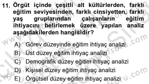 Çalışma Psikolojisi Dersi 2021 - 2022 Yılı (Final) Dönem Sonu Sınav Soruları 11. Soru