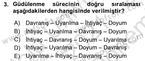 Çalışma Psikolojisi Dersi 2021 - 2022 Yılı (Final) Dönem Sonu Sınav Soruları 3. Soru