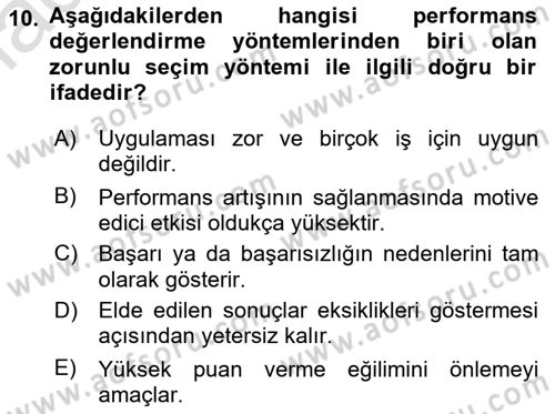 Çalışma Psikolojisi Dersi 2021 - 2022 Yılı Yaz Okulu Sınav Soruları 10. Soru