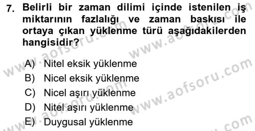 Çalışma Psikolojisi Dersi 2021 - 2022 Yılı Yaz Okulu Sınav Soruları 7. Soru