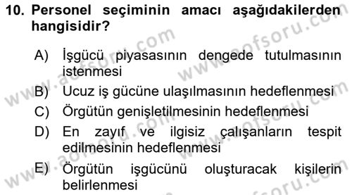 Çalışma Psikolojisi Dersi 2023 - 2024 Yılı (Vize) Ara Sınav Soruları 10. Soru