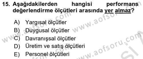Çalışma Psikolojisi Dersi 2023 - 2024 Yılı (Vize) Ara Sınav Soruları 15. Soru