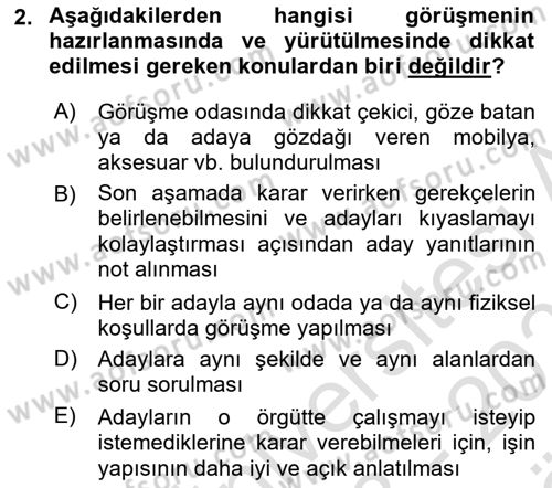 Çalışma Psikolojisi Dersi 2023 - 2024 Yılı (Vize) Ara Sınav Soruları 2. Soru