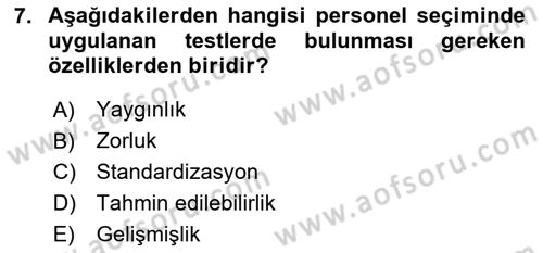 Çalışma Psikolojisi Dersi 2023 - 2024 Yılı (Vize) Ara Sınav Soruları 7. Soru