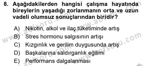 Çalışma Psikolojisi Dersi 2023 - 2024 Yılı (Vize) Ara Sınav Soruları 8. Soru