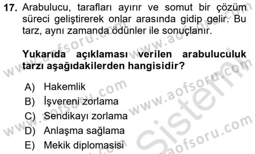 Çalışma Psikolojisi Dersi 2023 - 2024 Yılı (Final) Dönem Sonu Sınav Soruları 17. Soru