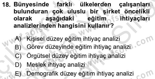 Çalışma Psikolojisi Dersi 2023 - 2024 Yılı (Final) Dönem Sonu Sınav Soruları 18. Soru