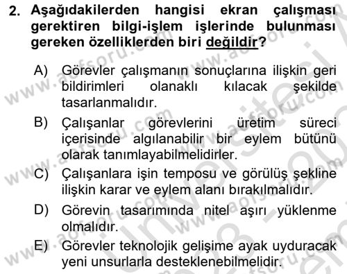 Çalışma Psikolojisi Dersi 2023 - 2024 Yılı (Final) Dönem Sonu Sınav Soruları 2. Soru