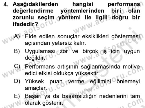 Çalışma Psikolojisi Dersi 2023 - 2024 Yılı (Final) Dönem Sonu Sınav Soruları 4. Soru
