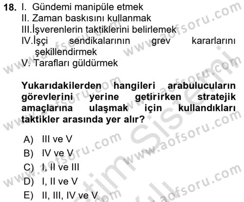 Çalışma Psikolojisi Dersi 2023 - 2024 Yılı Yaz Okulu Sınav Soruları 18. Soru