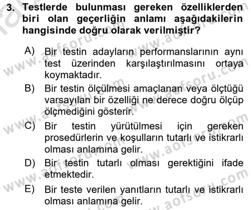Çalışma Psikolojisi Dersi 2023 - 2024 Yılı Yaz Okulu Sınav Soruları 3. Soru