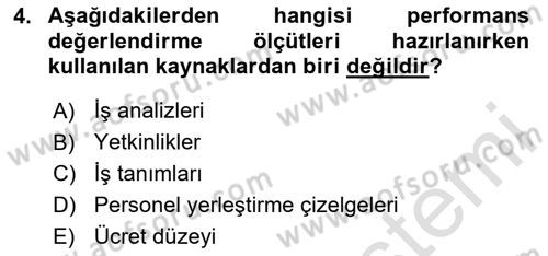 Çalışma Psikolojisi Dersi 2023 - 2024 Yılı Yaz Okulu Sınav Soruları 4. Soru