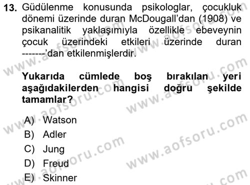 Çalışma Psikolojisi Dersi 2024 - 2025 Yılı (Vize) Ara Sınav Soruları 13. Soru