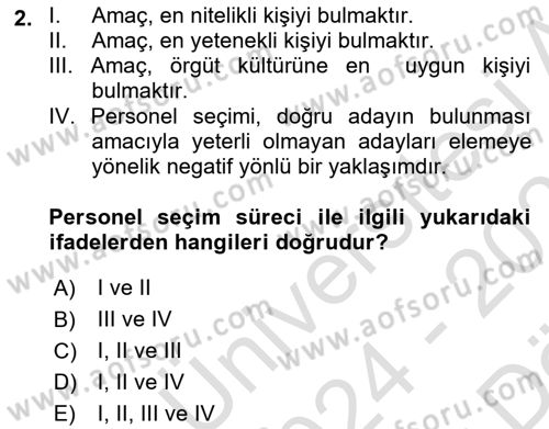 Çalışma Psikolojisi Dersi 2024 - 2025 Yılı (Vize) Ara Sınav Soruları 2. Soru